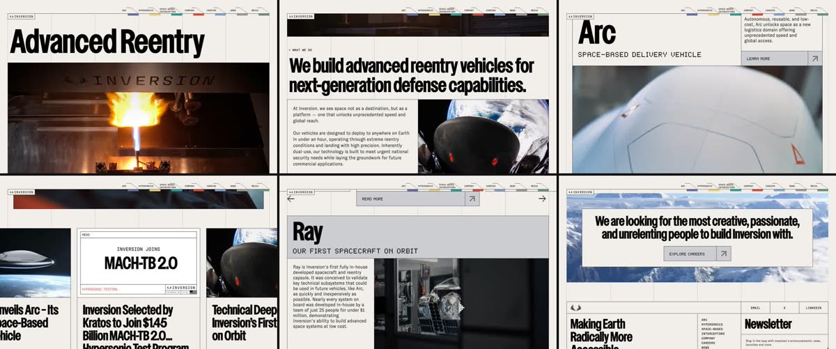 Inversion Space website at six scroll depths.